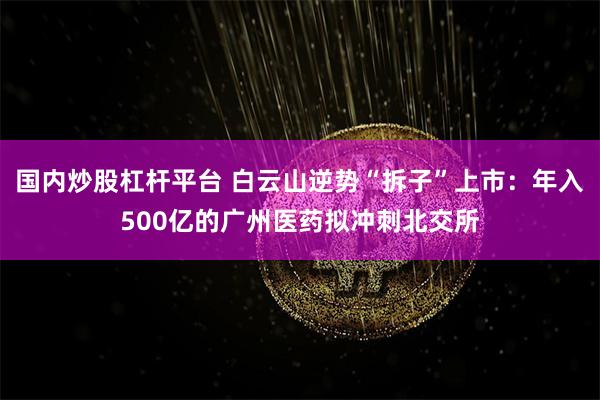 国内炒股杠杆平台 白云山逆势“拆子”上市：年入500亿的广州医药拟冲刺北交所