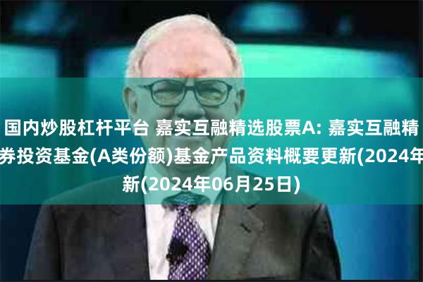 国内炒股杠杆平台 嘉实互融精选股票A: 嘉实互融精选股票型证券投资基金(A类份额)基金产品资料概要更新(2024年06月25日)